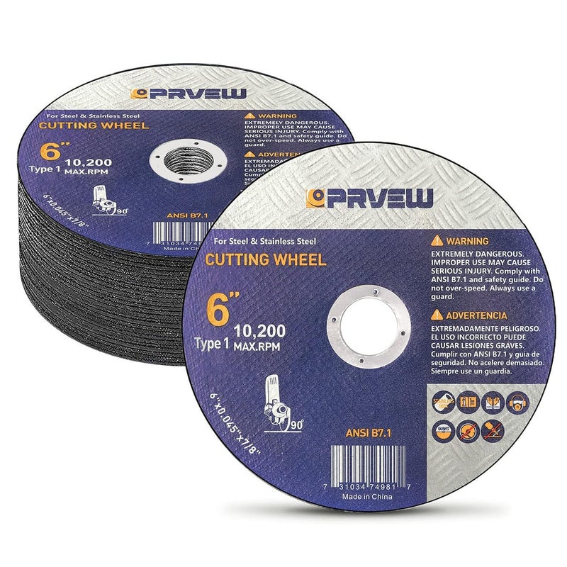 PRVEW 25-Pack 6 Inch Cut Off Wheels,6"x0.045"x7/8" Cutting Wheels, Angle Grinder Cutting Disc General Purpose Cut-Off Wheel(6-Inch) - Image 1